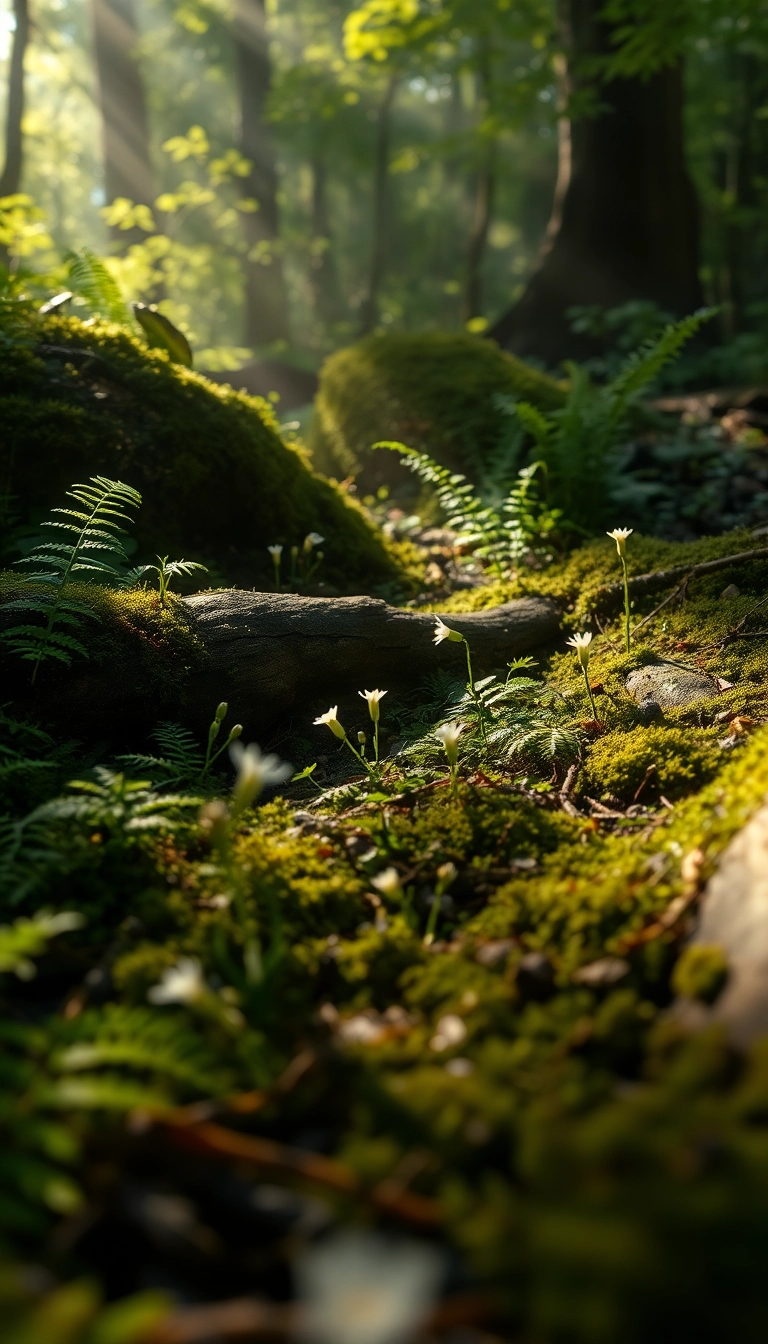 HD iPhone Spring Forest Floor Well-Lit Background
